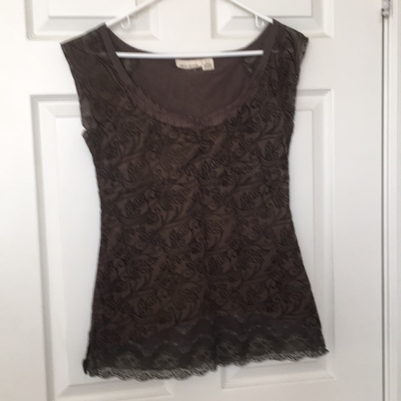 DKNY brown lace top size S (fits like a M) - Picture 1 of 11